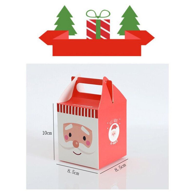 LPZHI 20Pcs Weihnachten Candy Boxen Mit Griff Bäckerei Behandeln Xmas Party Favor Für Schokolade Cookies Verpackung Geschenk Santa Claus
