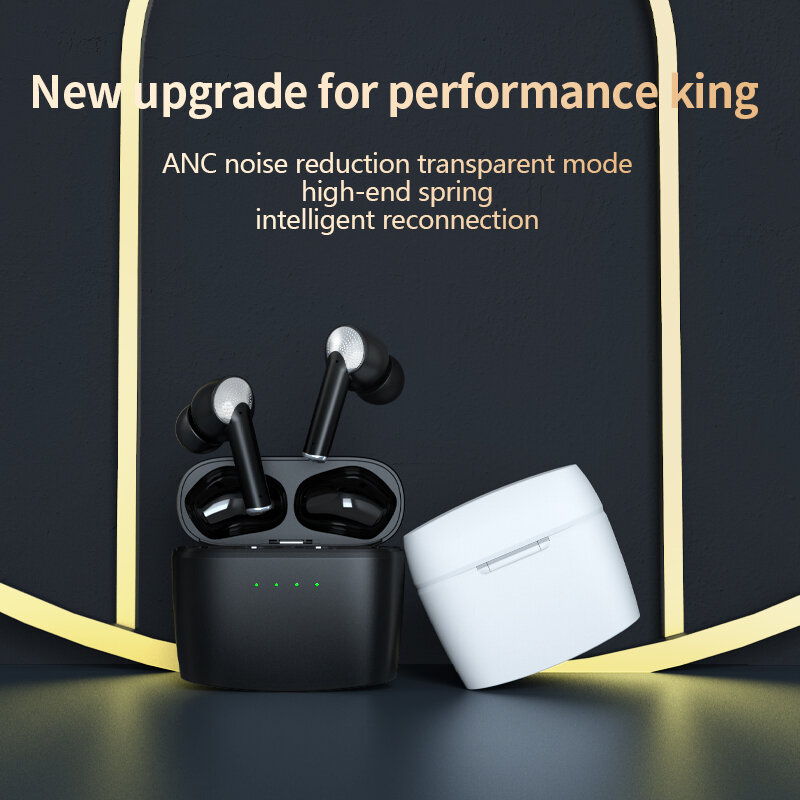 Auriculares inalámbricos ANC ENC con Bluetooth, dispositivo de audio con cancelación de ruido de doble profundidad, HiFi, impermeable, con micrófono