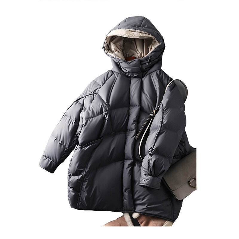 女性用フード付きジャケット,冬用ホワイトダックベスト,中規模の柔らかな暖かい冬のライト,クラウド,アライグマの種類,両面,ロシア単色,90%