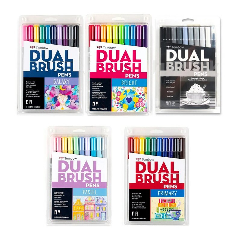 Japan10pcs/set Calligraphy Pen Set Dual Soft Brush Watercolor Markers Pen Draw Lettering Animation Design Painting Art Supplies
