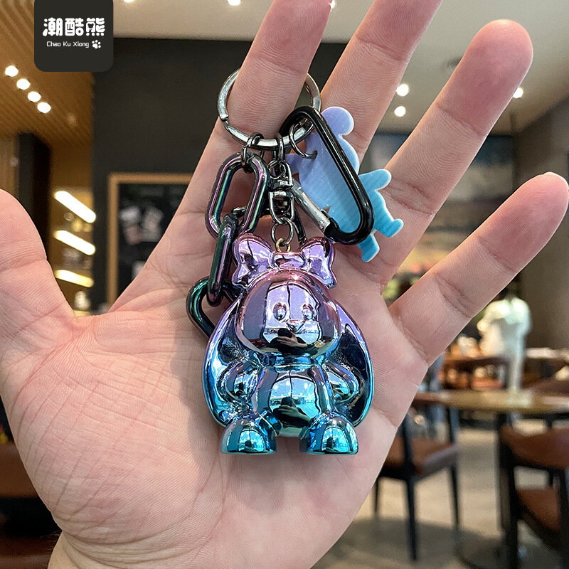 Creative Cartoon Electroplating Resin Rabbit Doll Keychain Cute Couple Bag Decorative Pendant  Animal Car Accessories Gift
