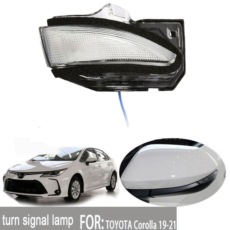 LED Dynamic Amber+Blue Mirror Turn Signal Mirror Indicator Lamp Flowing Water Blinker for Toyota Corolla 2019-2021 Right
