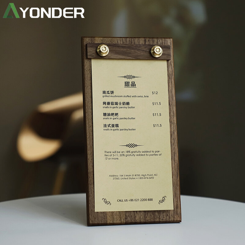 1 pçs de madeira maciça menu clipe cozinha catering vertical a4a5 cartão mesa escritório estudante placa escrita tala placa almofada