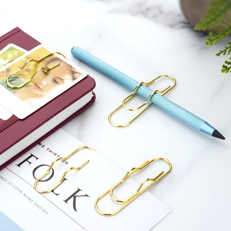 6 PCS Brass Clippen Pencil Clip,Paperclip with Pen Holder,For Books Travel Notebooks,Metal Clip Holder Office Accessories