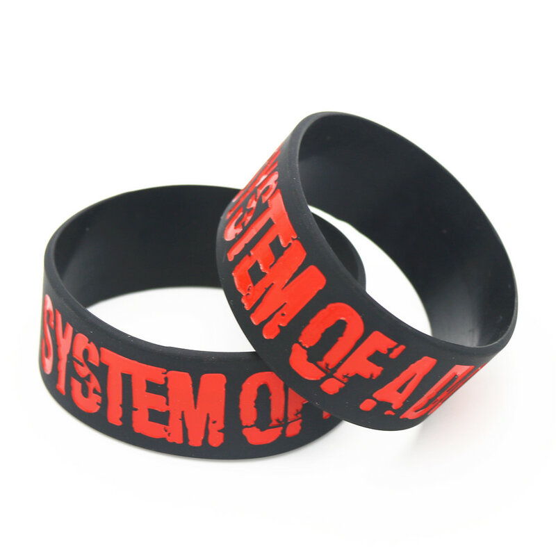 1PC SYSTEM OF A DOWN Silicone Wristband for Music Fans Wide Black Red Debossed Bracelets&Bangles Women Men Jewelry Gift SH101