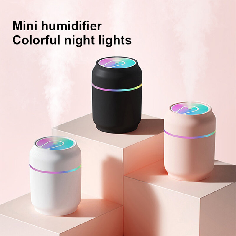 신제품 휴대용 USB 미니 가습기 아로마 에센셜 오일 디퓨저, 다채로운 LED 야간 램프 2022