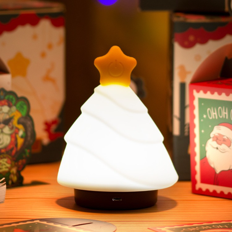 Лампа для рождественской елки, креативный силиконовый ночник со светодиодный Ной подзарядкой, двухцветсветильник ильник со спящим светом, ...