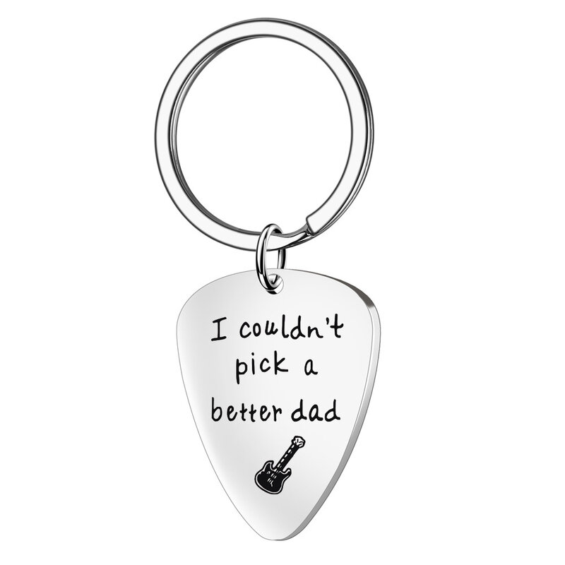 Personalized Custom Guitar Picks Keychain Father's Day Gift Stainless Steel Necklace
