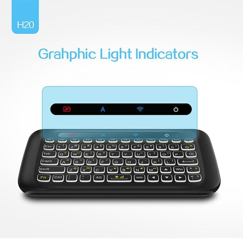 ワイヤレスミニキーボードh20,リモコン付き,LEDバックライト付き,Android PC用マルチタッチパッド,i4t6