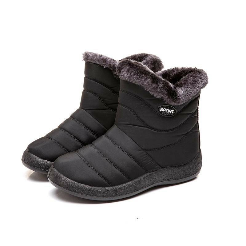 Botas de neve de pelúcia sapatos femininos botas impermeáveis para mulher zíper sapatos de senhoras dedo do pé redondo manter quentes botas de inverno botas mujer