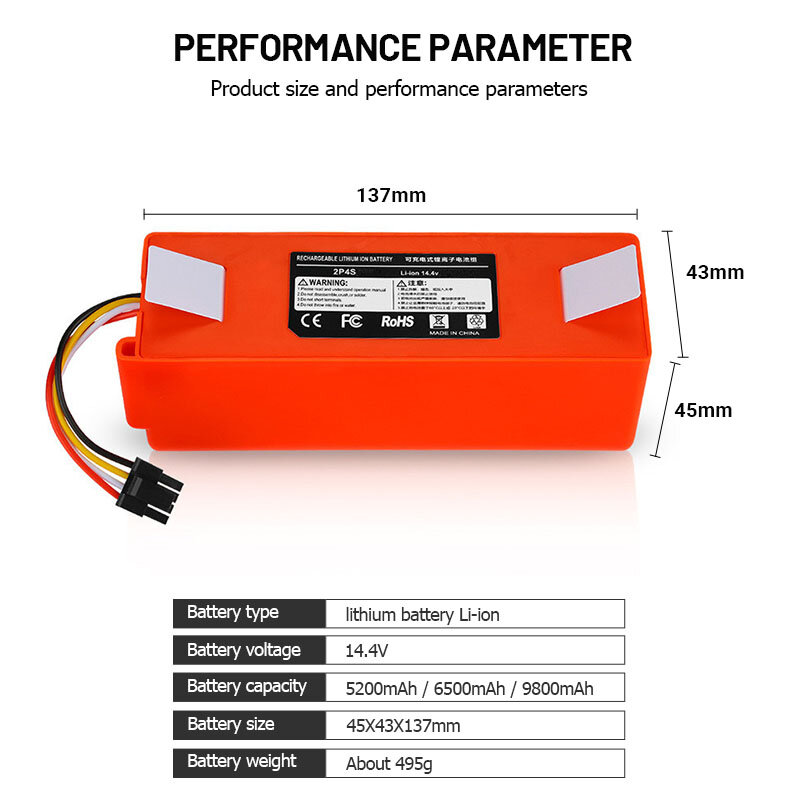 Batterie de remplacement, Li-ion, 14.4V, pour aspirateur Robot Xiaomi Roborock S50 S51 S55, accessoire Original