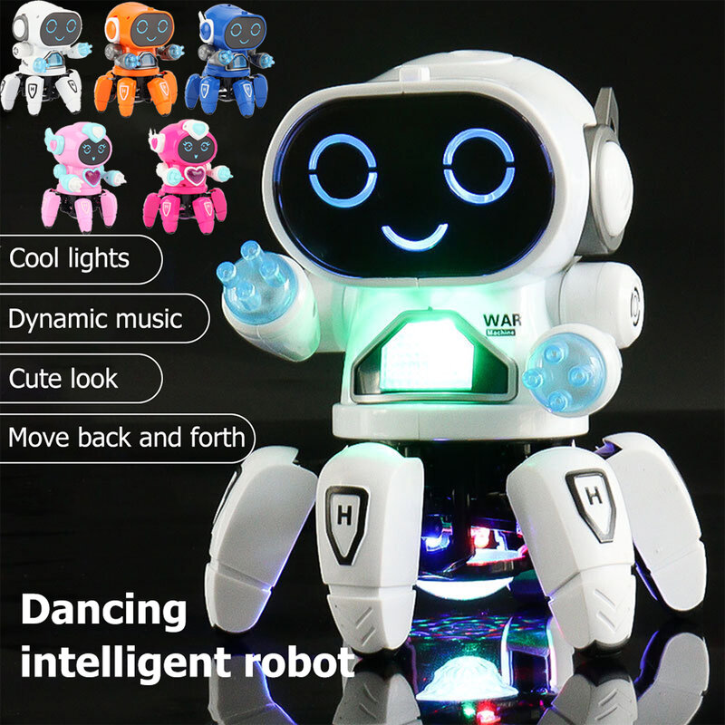 LMC الإلكترونية الرقص روبوت دمية السلس مع الموسيقى ضوء صاخبة روبوت اللعب تدوير المشي روبوت لعبة المنقولة للأطفال هدايا عيد التسليم السريع الواردة