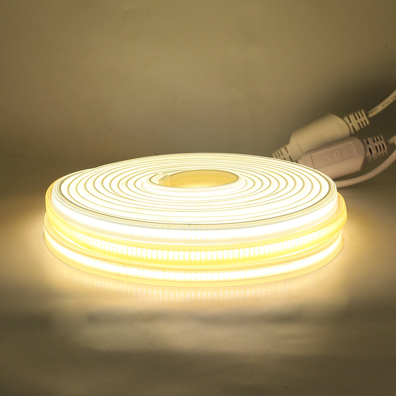 220V COB Đèn LED Ngoài Trời IP67 Chống Thấm Nước Dây Đèn LED Ánh Sáng Cao Mật Độ Tuyến Tính Ánh Sáng 288 Đèn LED/M Linh Hoạt đèn LED Băng FOB LED Ruy Băng