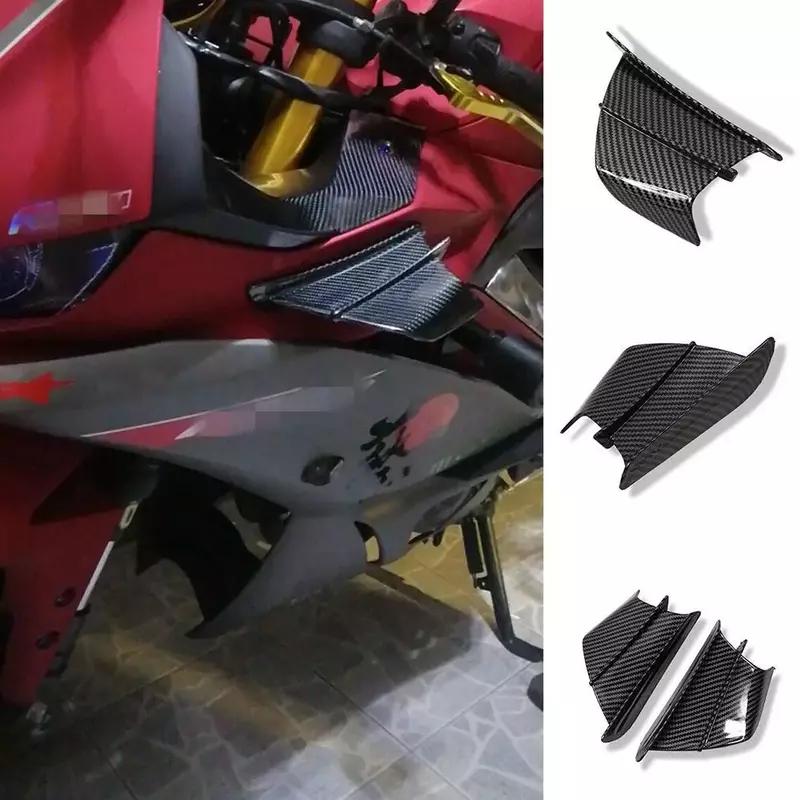 Motorfiets Carbon Fiber Fixed Wind Wing, Universal Side Zwarte Kleine Wing Wind Fin Spoiler Decoratieve Cover Deflector