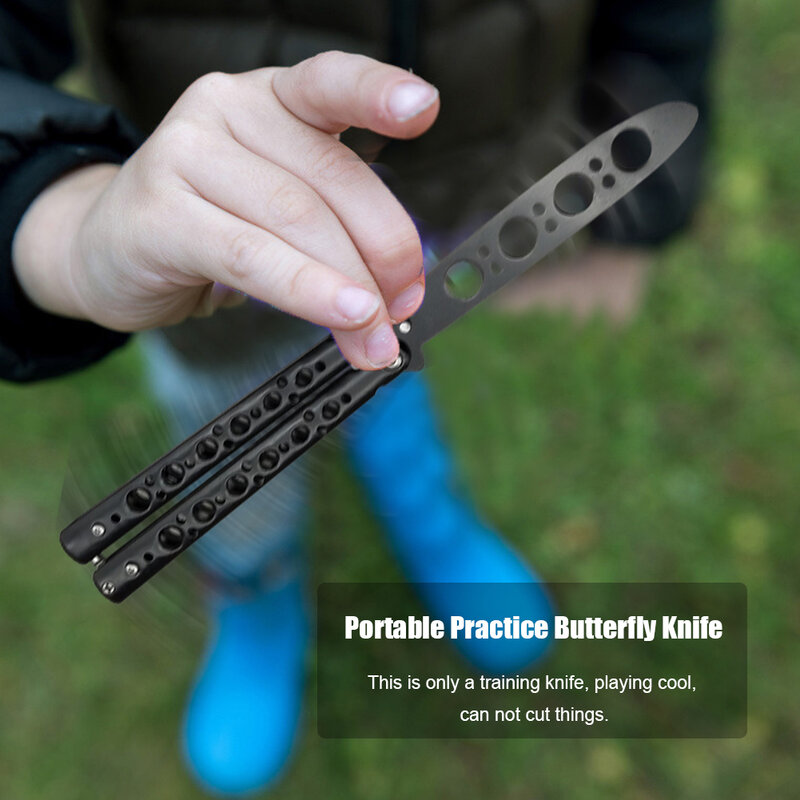 Przenośny praktyczny nóż motylkowy składany nóż motylkowy ze stali stopowej składane noże treningowe Outdoor Trainer gra na prezenty