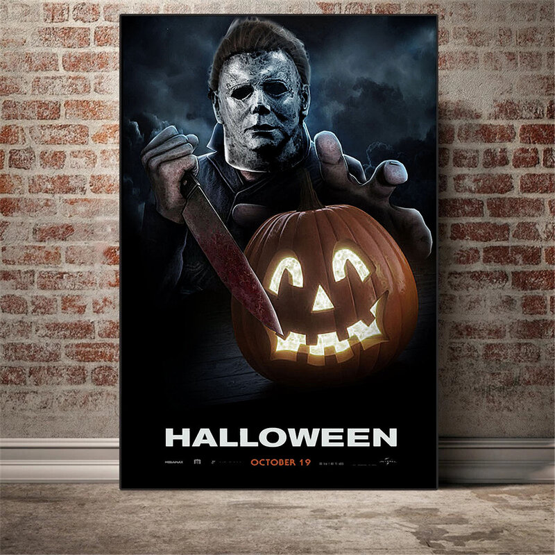 Póster de Halloween de película de terror, impresiones de personajes de Michael Myers, pintura en lienzo, imágenes artísticas de pared, decoración del hogar para sala de estar