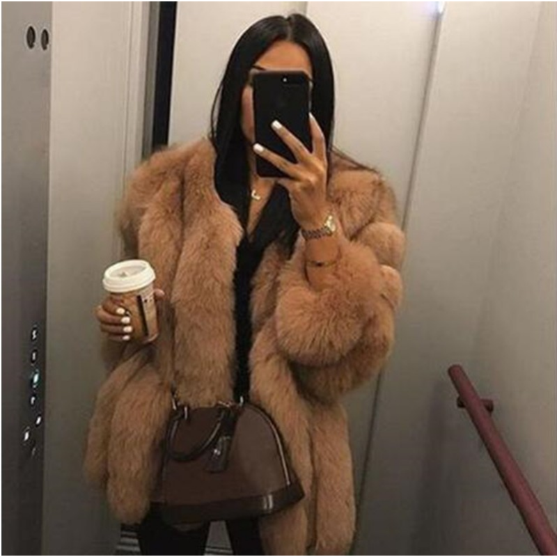 2022 nova moda elegante inverno streetwear casaco de pele de raposa de inverno para senhoras