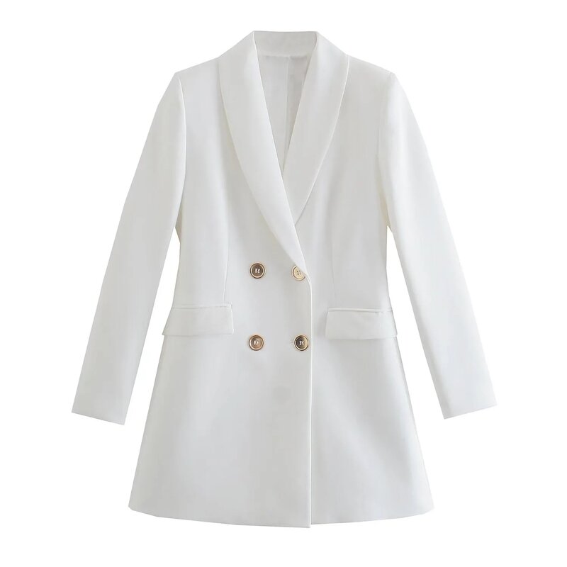 Giacca lunga donna cappotto primavera 2022 Fashion Office Casual Blazer donna doppiopetto manica lunga giacca