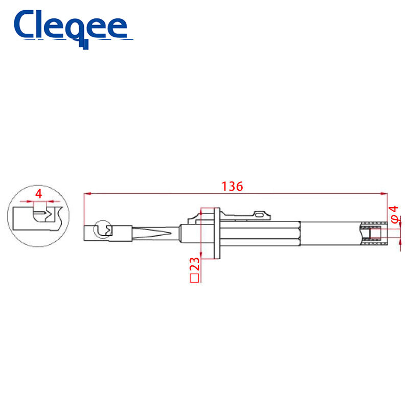 Cleqee P5006 2PCS Isolierte Test Haken Clip Draht Piercing Sonde mit 4mm Buchse Bulit-in Hohe Qulity frühling DIY Werkzeug