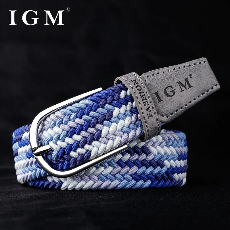 Yingmai-Cinturón de tela tejida de lona para hombres, cinturón elástico sin perforación para hombres, estudiante para jóvenes, cinturón informal para Jeans