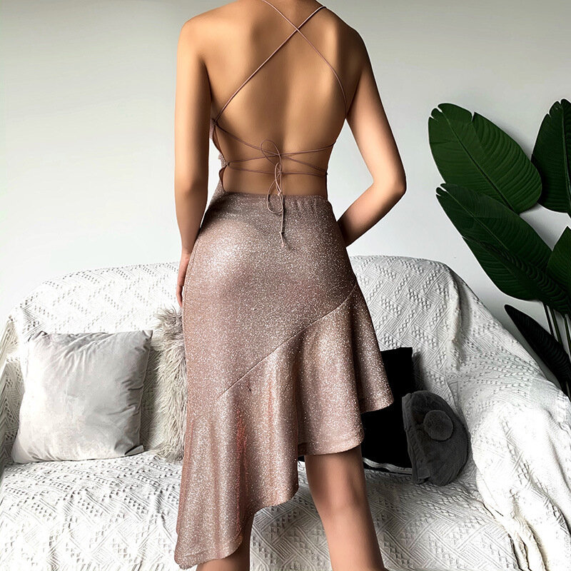 Женское сексуальное мини-платье с низким вырезом, без рукавов, на бретельках, с открытой спиной, облегающее платье для ночного клуба вечерни...