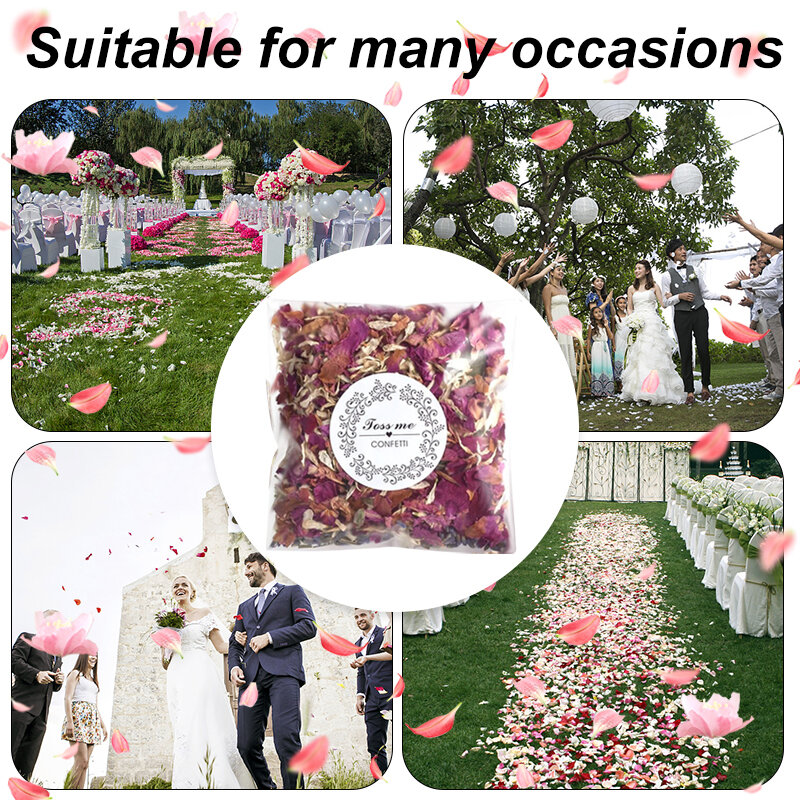 Konfeti Pernikahan Alami Kelopak Bunga Kering Pancuran Pengantin/Ulang Tahun/Dekorasi Pesta Hadiah Konfeti Mudah Terurai Kelopak Mawar Asli