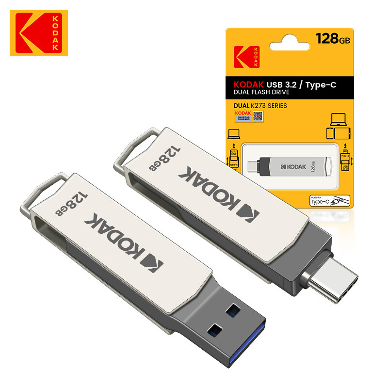 100% Оригинальный KODAK OTG type c K273 USB 3,2 USB флеш-накопитель, флешка 128 Гб 64 ГБ, флеш-накопитель для ноутбука, ПК, медиаплеера, сотового телефона