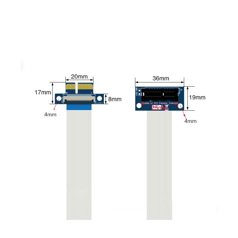 Ângulo direito pcie x1 para cabo estendido placa de som placa gráfica pci rápido aumento placa expansor cabo de fita 90 graus