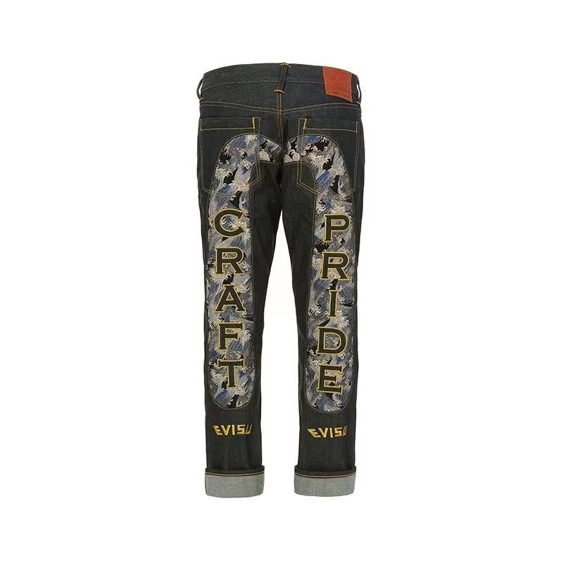 Мужские джинсы с вышивкой M, новые модные брендовые длинные джинсы в японском стиле с маленьким принтом в виде чаек, джинсы высокого качеств...