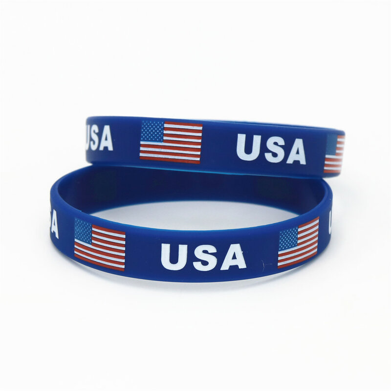 1PC USA American Flag Silicone Wristband Blue Football Basketball Sports Souvenir Silicone Rubber Bracelets&Bangles Gifts SH219