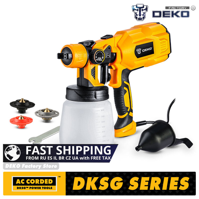 Dksg série hvlp 800 ml & 3 bicos de alta potência elétrica pintura pulverizador pistola pneumática pistola de ar escova casa diy deko