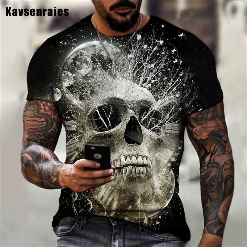 Horror Skull Design 3D Print T-shirt Men Women High Quality Fashion Casual Short Sleeve Harajuku Streetwear Oversized T Shirt