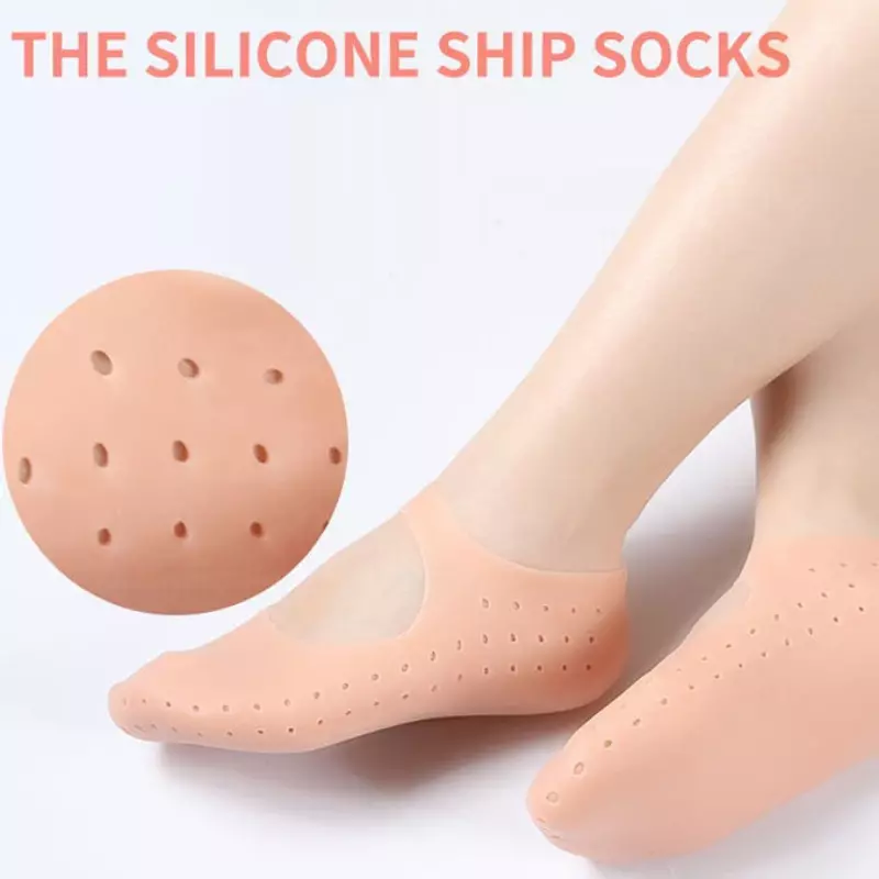 Silicone Palmilha Gel Sock, Pés Protector, Pain Relief, Prevenção Crack, Hidratar, Remoção da pele morta, Inserir Pads, Foot Care, 2 pcs