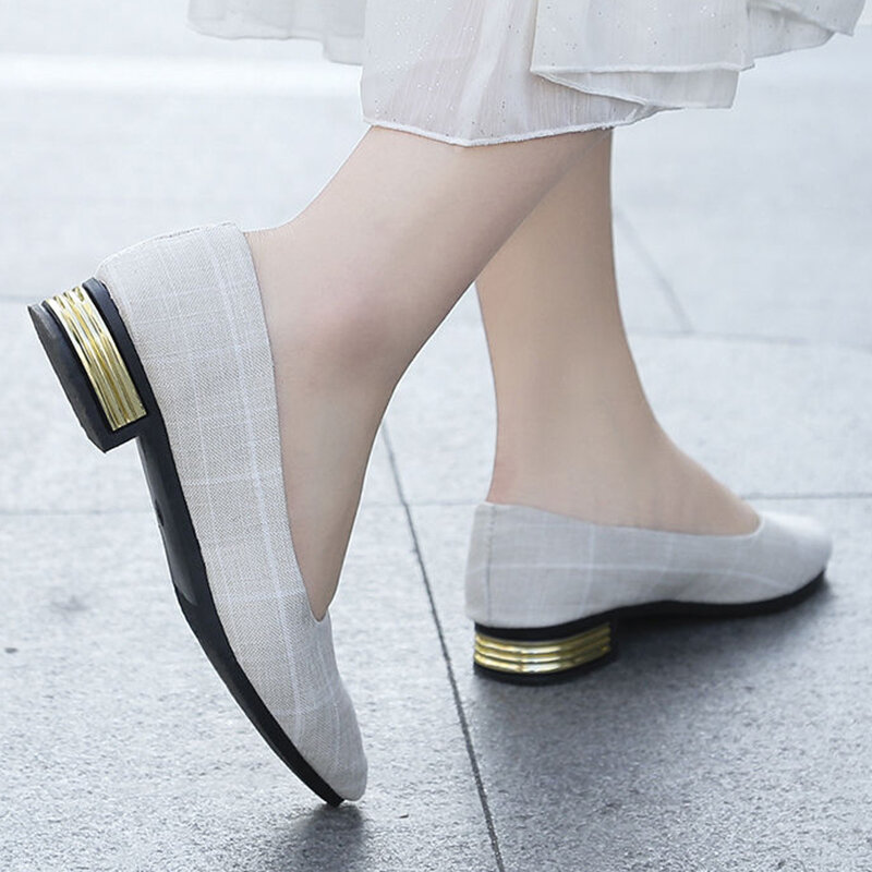 Zapatos planos de suela suave sin cordones para mujer, calzado de tacón bajo con punta estrecha, talla grande 42, para primavera y otoño, 2022