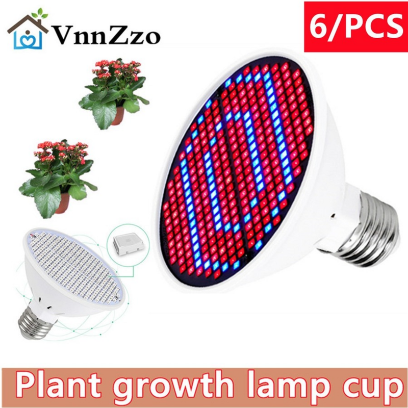 6/Pcs Plantengroei Lamp Cup Rood En Blauw Full Spectrum Indoor Planten E27 Multi-Specificatie Lamp Kralen 2835 Fotosynthese