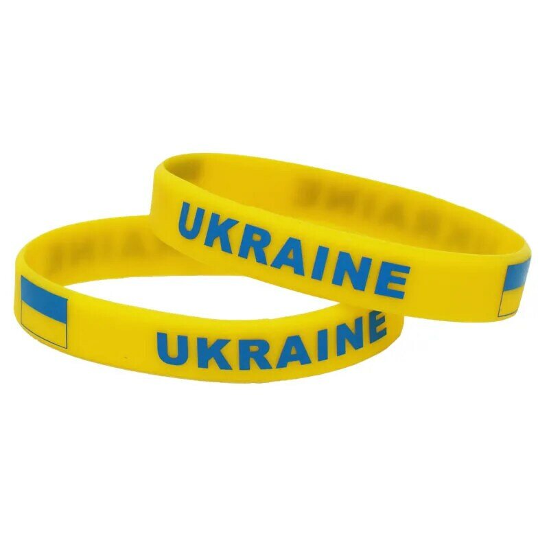 1PC Fußball Ukraine Land Flagge Silikon Armband Gelb Fußball Sport Elastische Silikon Armbänder & Armreifen Geschenke SH227