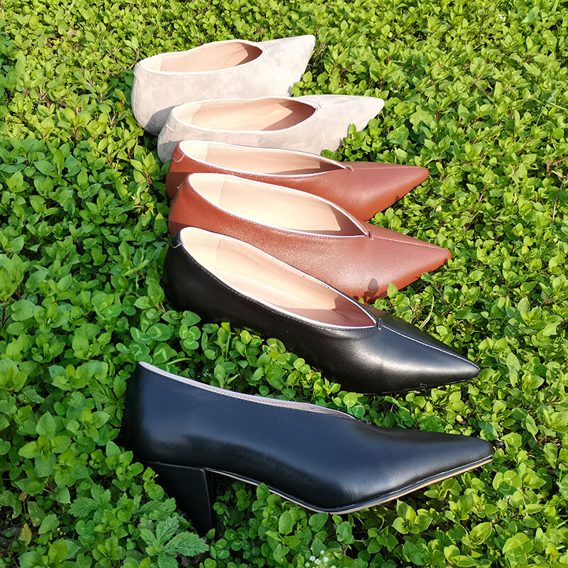 2022 nova primavera bombas femininas sapatos de couro genuíno mais tamanho 22-26.5cm couro/crianças camurça superior bombas 3 cores sapatos femininos