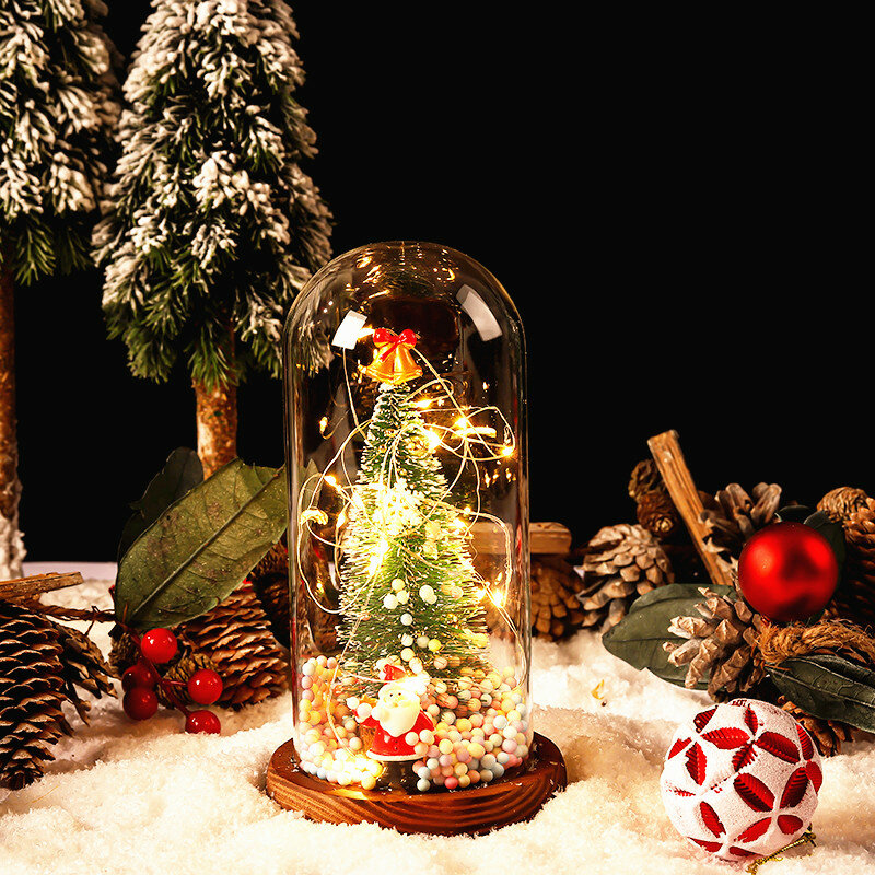 Новогодние украшения, лось, Санта, елка в стеклянном чехле, светодиодные огни, рождественские украшения для дома, праздник, свадьба, Декор, н...