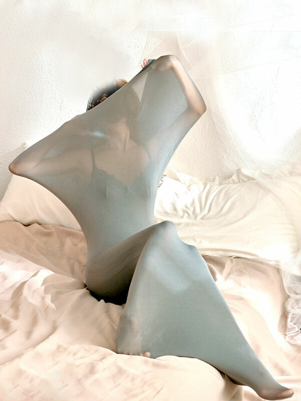 Sexy corpo inteiro saco de dormir collants ultra-fino meias de seda sem costura brilhante fina transparente completa capa bodysuit nightie