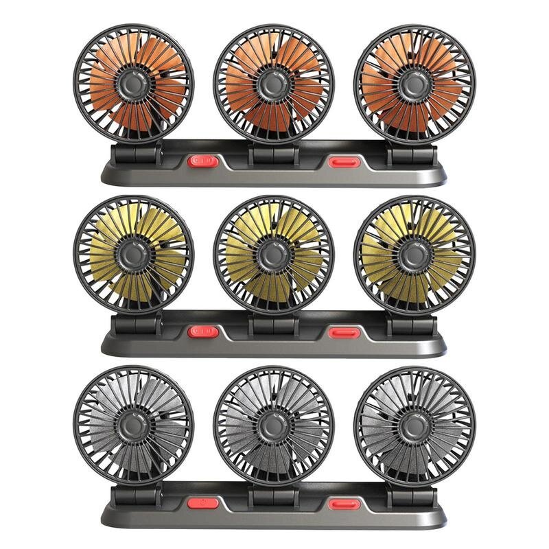 3 Head Car Cooling Fan With Parking Number Plate USB /12V/24V Electric Fans Auto Low Noise Fan 360 Degree Rotatable Auto Cooler