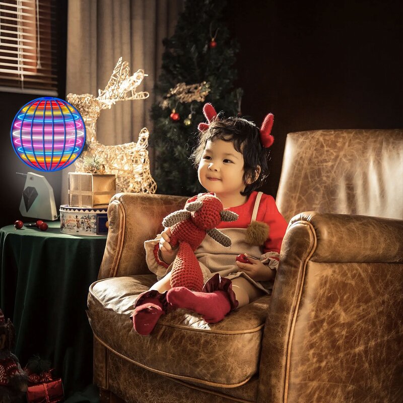 Dron flomerang Magic con luces LED para niños, juguete de bola voladora, bola voladora Nova Orb, Spinner volador, juguetes para la familia