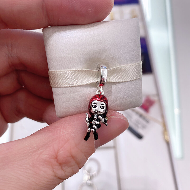 Pingente de charme rosa para pandora original pulseira colar anime grânulo coleção feminino frisado jóias diy