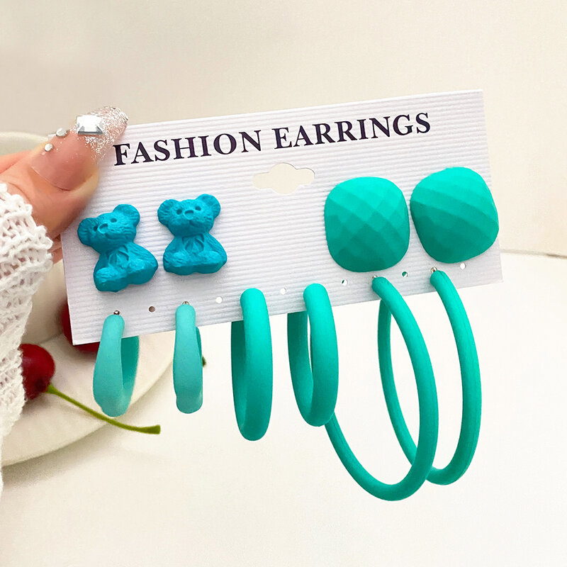 2022 New Cartoon Duck Earrings Set Animal Butterfly Heart Dangle Earrings for Women Geometric Bear Cloud Earring Trendy Jewelry