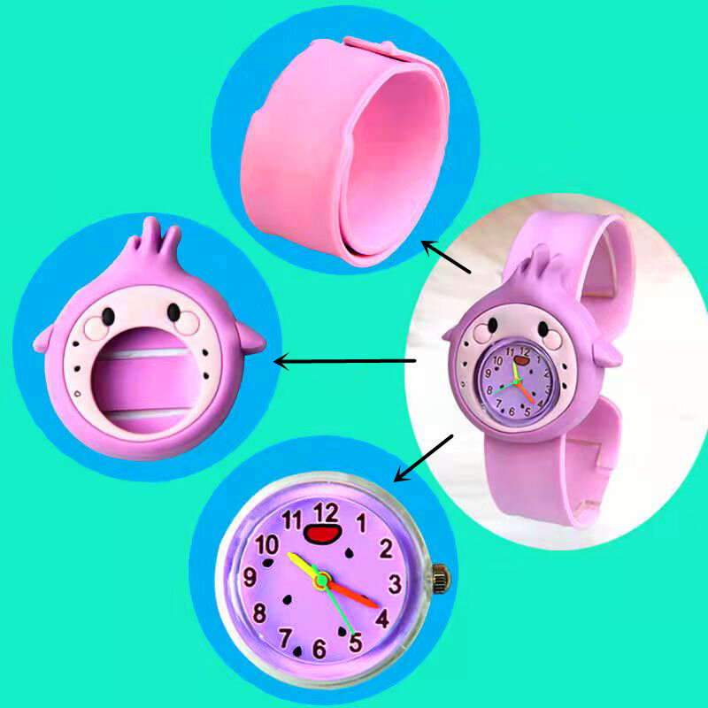 Free Shipping Children Watch Kindergarten Activity Award Gift Baby Learn Time Toy 1-15 Years Old Kids Slap Watches for Girl Boy