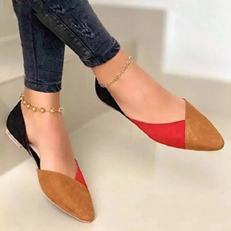 2022 Women's Ballet Flats Loafers Autumn Flat Shoes for Women Pointed Toe PU Slip on Shallow Casual Mixed Color Ladies Shoe