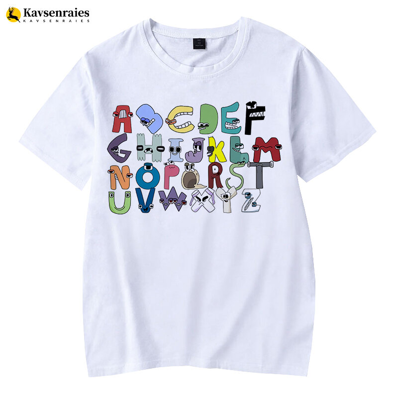 Kaus Alfabet Lore 2023 Kaus Anime Lengan Pendek Anak-anak Musim Panas Kasual Kartun Cetak Kaus Anak-anak Pakaian Anak Laki-laki Seri Permainan