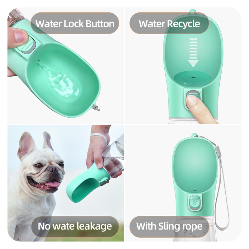 Botella de agua portátil para perros pequeños y grandes, tazón de viaje para cachorros, gatos, Bulldog, dispensador de agua, alimentador, 350/550ML