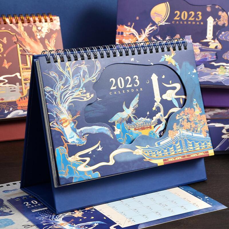 Kalendarz biurkowy do dekoracji domu, w stylu Retro, bez zapachu, nagrywanie daty, chiński styl, 2023, kalendarz biurkowy tabela z kalendarzem