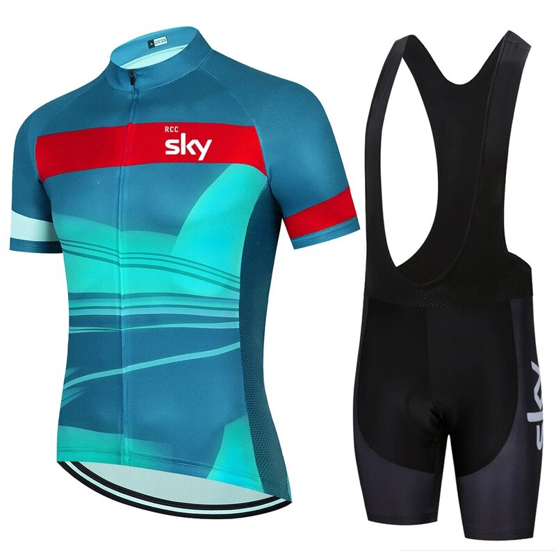 Ropa de Ciclismo del equipo RCC SKY para hombre, Conjunto de Jersey y pantalones cortos con tirantes, para triatlón, 2022