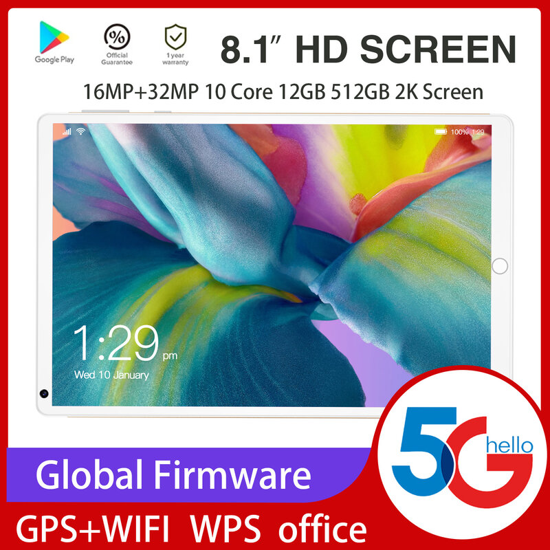 Tablet PC Windows S18 8.1 pollici Google Play WPS Office WIFI GPS Android11 8800mAh 12GB RAM 512GB ROM 32MP Camera 10 Core Tablette